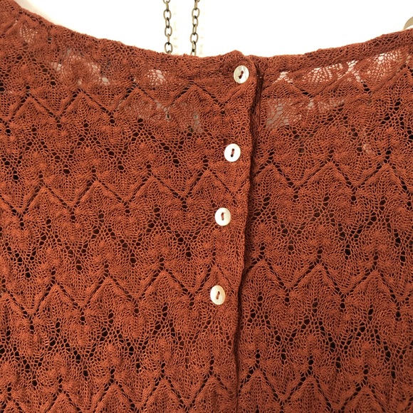 70s Style Ruffle Sleeve Rust Brown Mini Dress - Picture 7 of 7